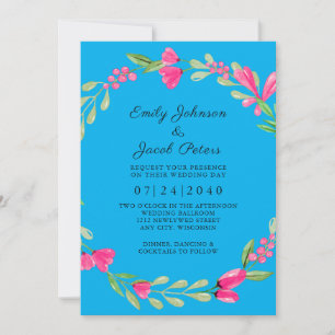 Anuncio Verdor floral rosa Sky Elegante Boda azul