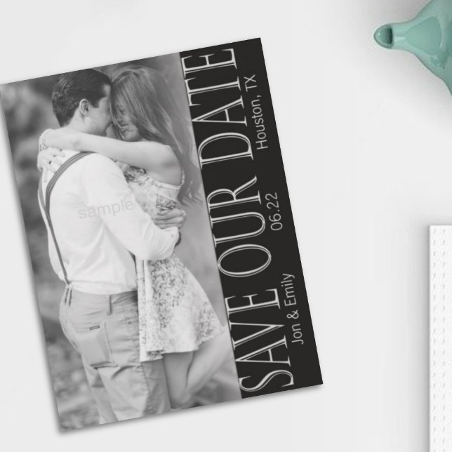 Anuncio Vertical Negro y Blanco Save the Date 5 x 7 (Subido por el creador)
