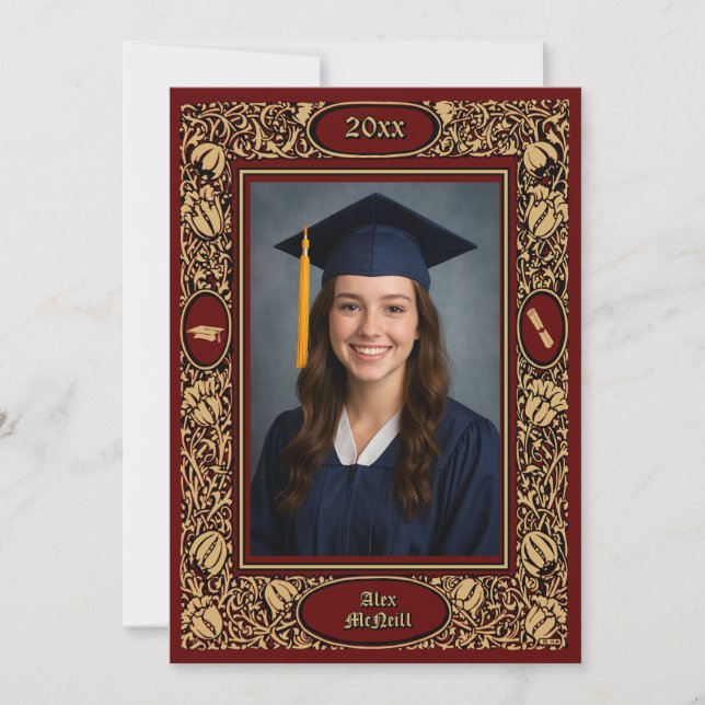 Anuncio Victorian Era 1896 Art Nouveau Floral Graduation (Anverso)