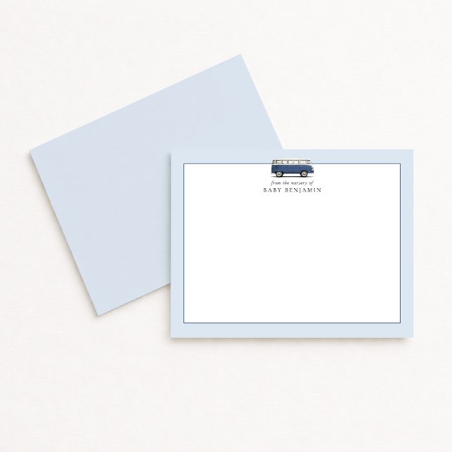 Anuncio Vintage Blue Bus Nursery Note Card (Subido por el creador)
