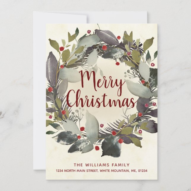 Anuncio Vintage Christmas Green Holly Berry Wreath Moving (Anverso)