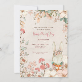Anuncio Vintage Cute Bunny Photo Flowe Baby Girl Birth