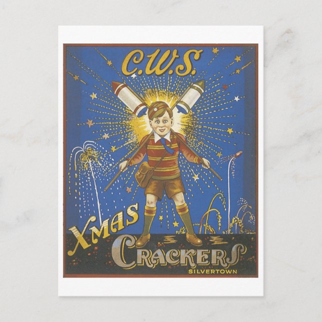 Anuncio vintage de CWS Xmas Crackers (Anverso)