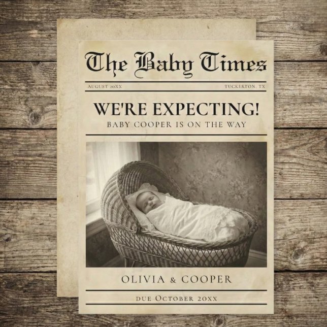 Anuncio vintage gold Newspaper Pregnancy Announcement (Subido por el creador)