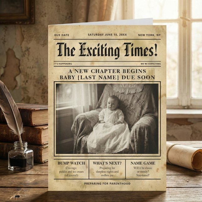 Anuncio vintage gold Newspaper Pregnancy Announcement (Subido por el creador)