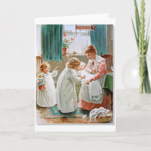 Anuncio Vintage - hermanas que ayudan con el recién