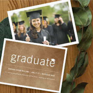 Anuncio Vintage Papel Minimalista Graduado Foto Graduación