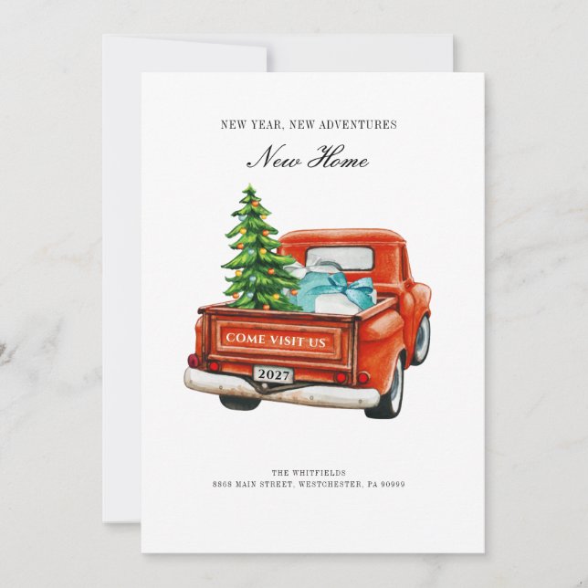 Anuncio Vintage Red Truck Christmas Holiday Moving (Anverso)