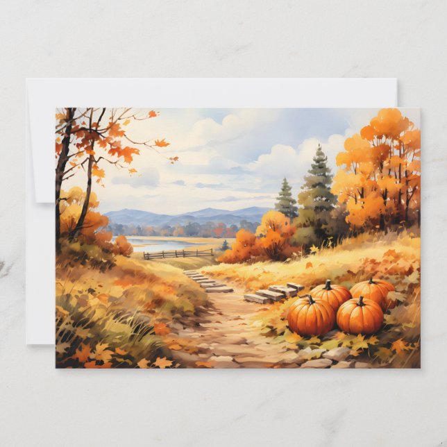 Anuncio Watercolor Autumn Road Pumpkin Caída Saltos (Anverso)