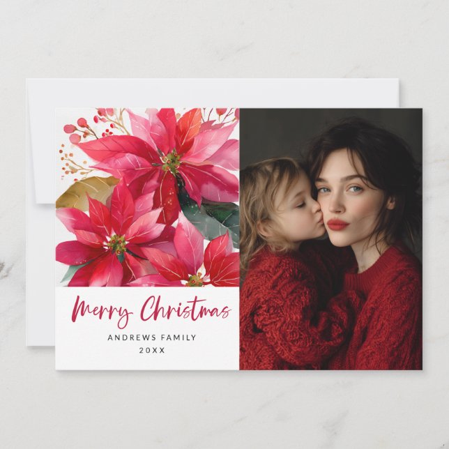 Anuncio Watercolor Christmas Poinsettia Design (Anverso)