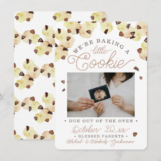 Anuncio Watercolor Cookie Pregnancy Photo Announcement