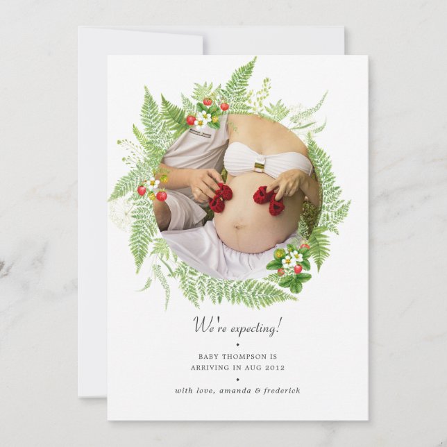 Anuncio Watercolor Country Greenery Photo Pregancy (Anverso)