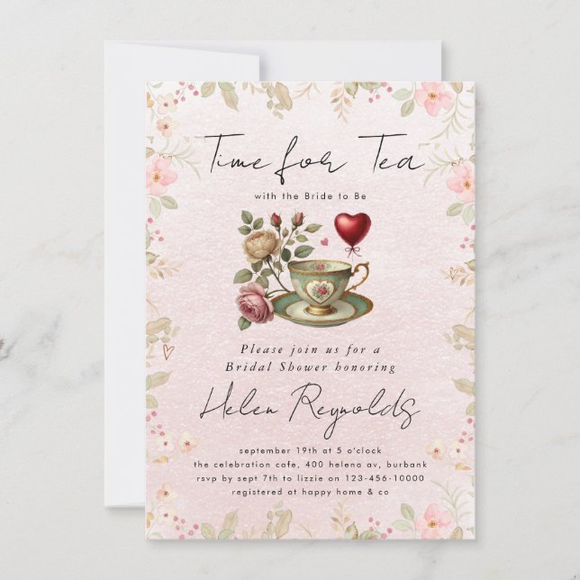 Anuncio Watercolor Flor silvestre Tea Fiesta Bridal Shower (Anverso)