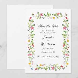 Anuncio Watercolor Flor silvestre Wedding Guardar la fecha