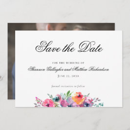 Anuncio Watercolor Floral Wedding Save the Date Photo