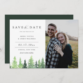 Anuncio Watercolor Forest Wedding Save The Date Photo