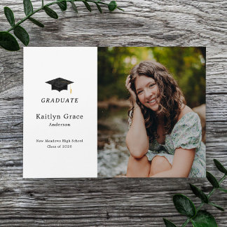 Anuncio Watercolor Graduation Cap Two Photo Grad