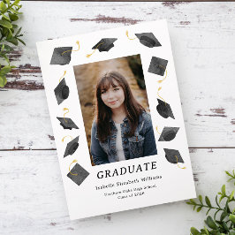 Anuncio Watercolor Graduation Caps Grad Party Invitation