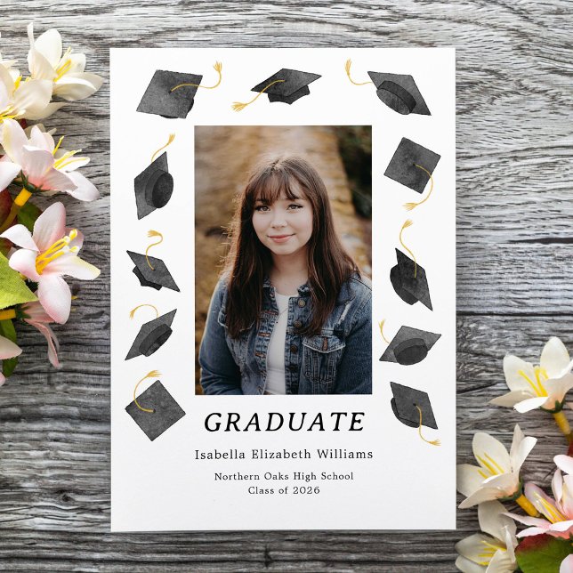 Anuncio Watercolor Graduation Caps Multiple Photo Grad (Subido por el creador)