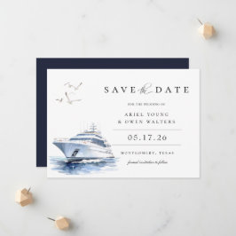 Anuncio Watercolor Luxury Yacht Nautical Save The Date