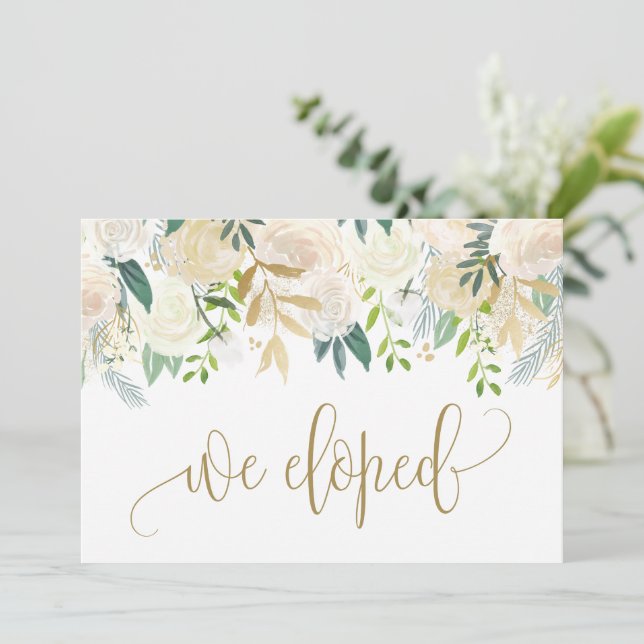 Anuncio Watercolor Marfil Peony y Elopement Rosa (Anverso de pie)