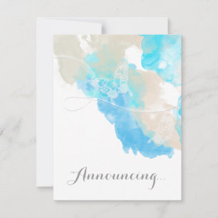 Anuncio Watercolor Mariposa Ocean Shore Engagement Announ