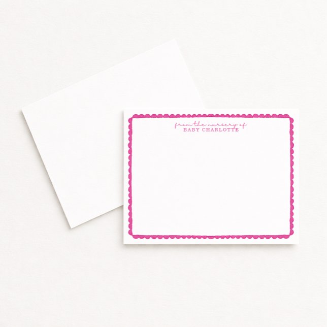 Anuncio Watercolor Pink Scalloped Nursery Note Card (Subido por el creador)