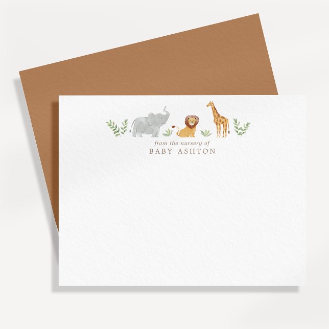 Anuncio Watercolor Safari Animals Nursery Note Card (Subido por el creador)