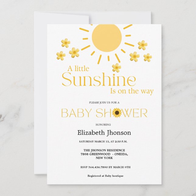 Anuncio Watercolor sunflower our little  baby shower (Anverso)