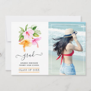 Anuncio Watercolor Tropical Floral Beach Graduación Foto