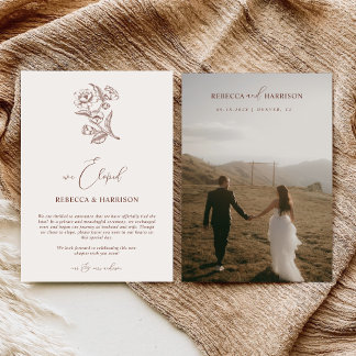 Anuncio We Eloped Brown Floral Boho | Photo Wedding