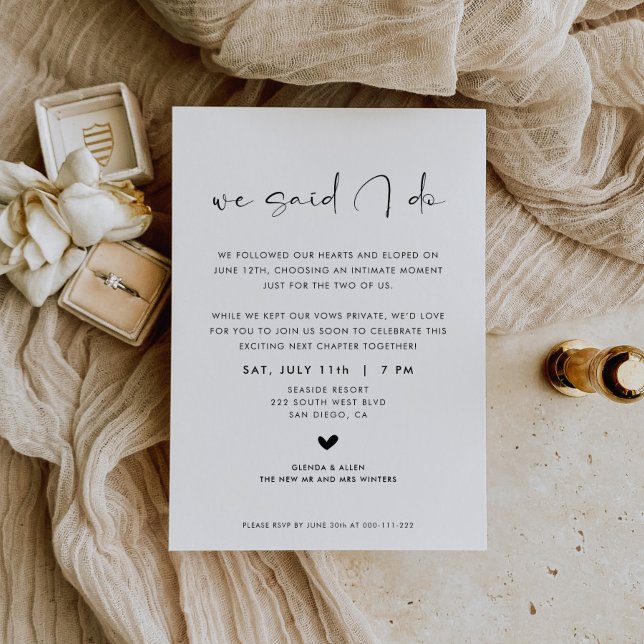 Anuncio We Said I Do Elopement Reception Invitation (Subido por el creador)
