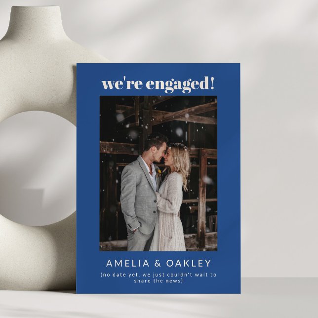 Anuncio We're Engaged Minimalist Elegant Photo French Blue (Subido por el creador)