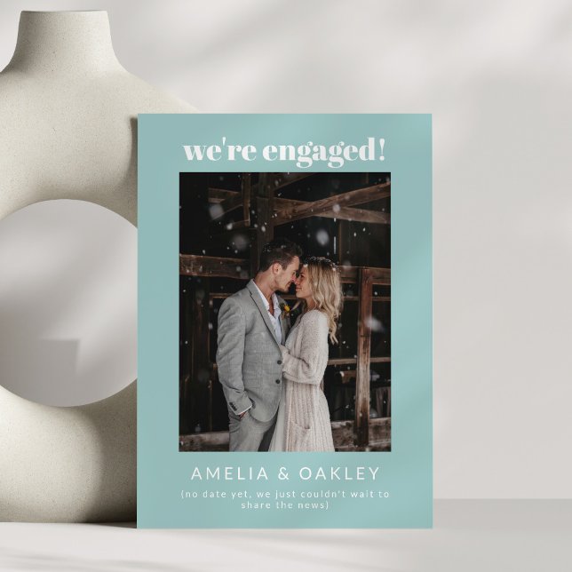 Anuncio We're Engaged Minimalist Elegant Photo Modern Aqua (Subido por el creador)