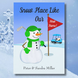 Anuncio We've Moved Snowman Golfer Announcement 