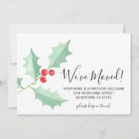 We've Moved Watercolor Holly