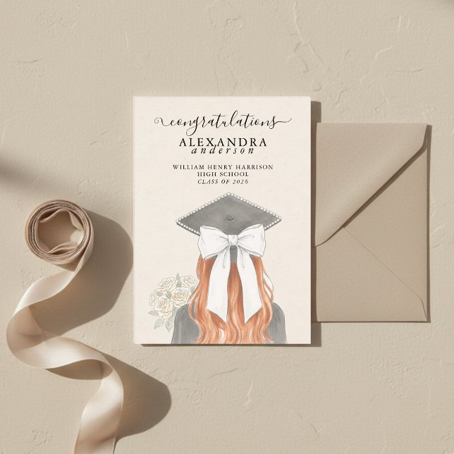 Anuncio Whimsical Calligraphy Graduation Bow Photo (Whimsical Calligraphy Graduation Bow Photo Announcement)