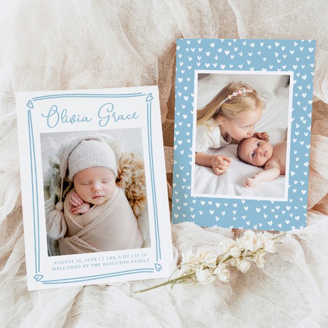 Anuncio Whimsical Hearts Sky Blue Photo Birth (Subido por el creador)