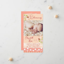 Anuncio Whimsical Pink Floral Blooms Bebé Foto Nacida