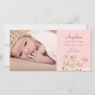 Anuncio Whimsical Pink Floral Blooms Bebé Foto Nacida