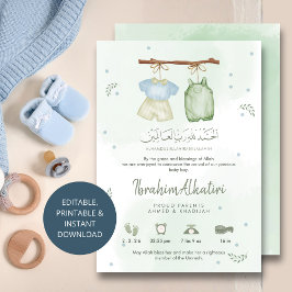 Anuncio Whimsical Sage Green Islamic Baby Boy Birth