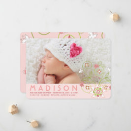 Anuncio Whimsical Sweet Pink Blooms Baby Photo Birth