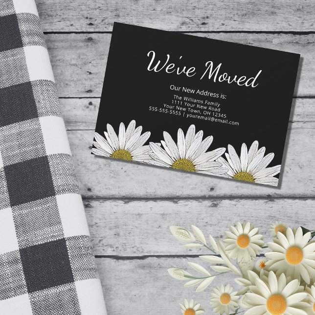 Anuncio White Daisies Moderno Rustic Floral Black Moving (Subido por el creador)