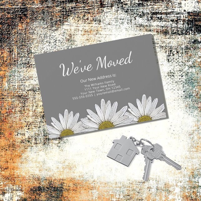 Anuncio White Daisies Moderno Rustic Floral Gris en movimi (Subido por el creador)