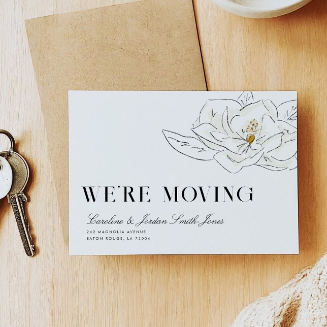 Anuncio White Magnolia Illustration Modern Minimal Moving (White Magnolia Illustration Modern Minimal Moving Announcement)