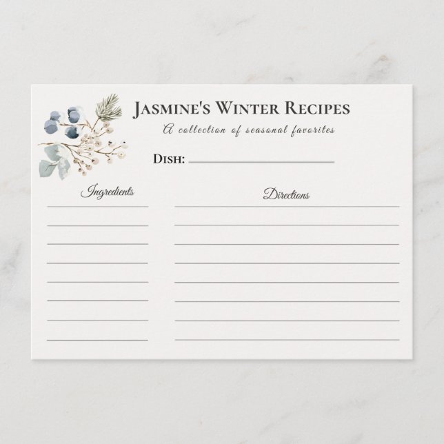 Anuncio Winter Recipe Card – Kitchen Stationery (Anverso)