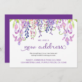 Anuncio Wisteria floral púrpura Tenemos nueva dirección en