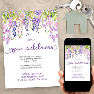 Anuncio Wisteria morada floral Tengo una nueva dirección e