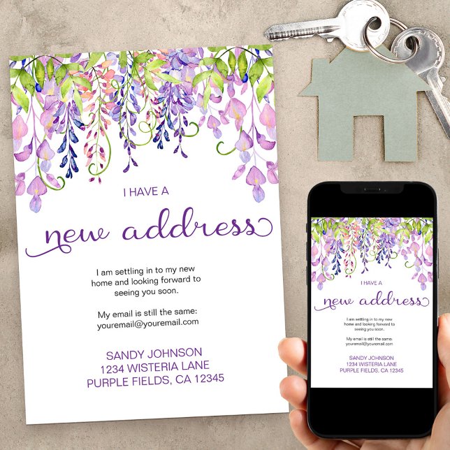 Anuncio Wisteria morada floral Tengo una nueva dirección e (Subido por el creador)