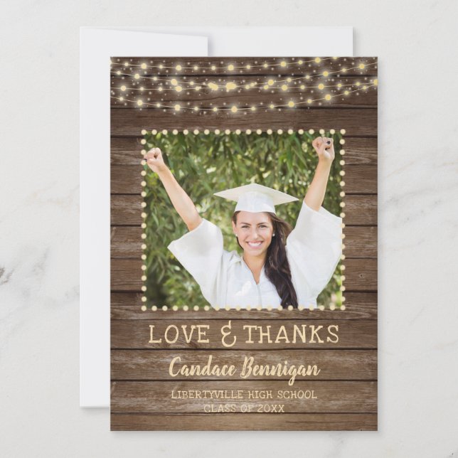 Anuncio Wood String Lights Graduation Photo You (Anverso)